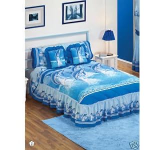 Sea Dolphins Blue Bedspread Sheets Bedding Set