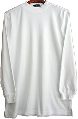 Mens Luxury Cotton Mock Neck Shirt Turtleneck Pre-Shrunk Long Sleeve (Small, White)