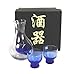 Happy Sales HSSS-GLB12, Blue Glass Sake Set for Cold Sake