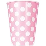 12oz Light Pink Polka Dot Paper Cups, 6ct