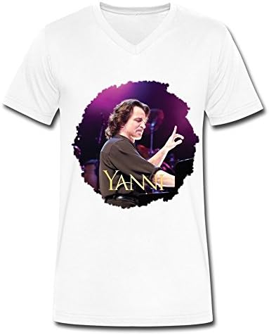 Fashion V Neck T Shirt For Men Yanni Tour 2016 Concert White