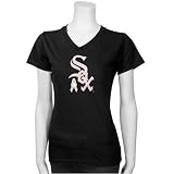 Chicago White Sox Ladies Black Breast Cancer Research Logo T-shirt