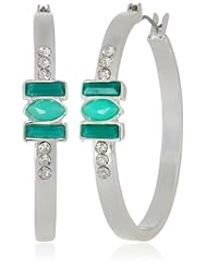 Kensie "Jewel Thief" Silver-Plated Stone Hoop Earrings