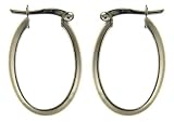 Image of 9ct White Gold Ladies Oval Hoop Earrings