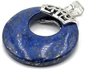 TENND Jewelry Vintage Donut Lucky buckle Semi-Gem Crystal Reiki Synthetic Lapis Lazuli Stone Pendant Necklace