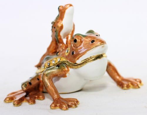 SECRET SAFE BROWN TWIN FROGS - TRINKET BOX CONTAINER INSIDE METAL CONTAINER WITH SPACE FOR JEWELLERY, PILLS, TRINKETs, VALUABLES, SECRET MESSAGES, HERBS OR OTHER STORAGE : NEW!