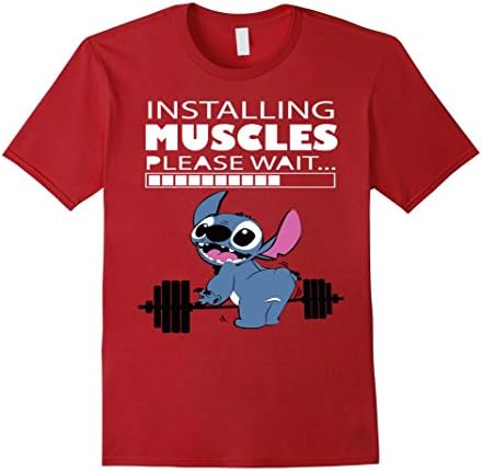 Men's Installing Muscles please wait Tshirt XL Cranberry