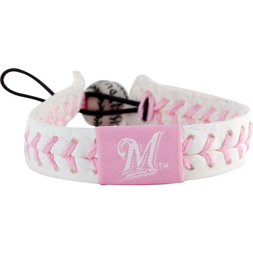 MLB Milwaukee Brewers Pink Baseball Bracelet
