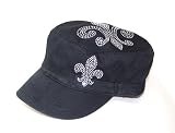 Saints Fleur De Lis Rhinestone Flattop Vintage Hat Cap