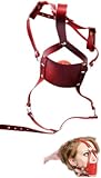 SuPoo Sexy Leather Mouth Gag Head Harness Bondage Restraint Red