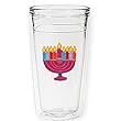 Hanukkah Menorah 12 oz Slimline Insulated Beverage Tumbler, Clear