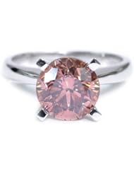 0.70 Ct Vs Round Certified Solid 14K White Gold Pink Diamond Ring