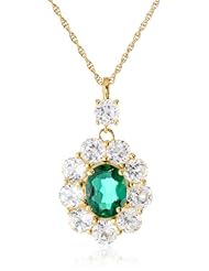 Sterling Silver Created White Sapphire Oval Pendant Necklace, 18"