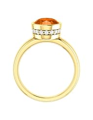 10K Yellow Gold 10.00x8.00mm Oval Cut Mexican Fire Opal and Diamond Ring -- LIFETIME WARRANTY