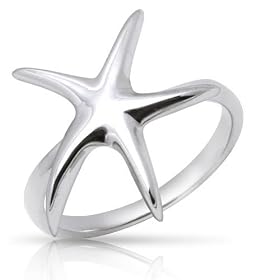 Bling Jewelry Sterling Silver Happy Starfish Ring, Size 6: Jewelry