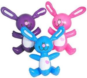 3 Inflatable EASTER BUNNIES/Inflate BUNNY/Decor/TOY/15" PINK, PURPLE, BLUE Decorations/RABBIT