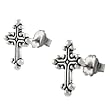 Sterling Silver Antique Cross Stud Earrings