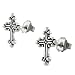 Sterling Silver Antique Cross Stud Earrings
