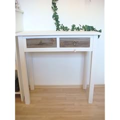 Konsole, Anrichte 2 Schubladen, Sekret�r, Tisch, antik wei�, braun, rustikal, Landhaus, shabby, Holz, 76cm