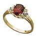 14K Yellow Gold Genuine Mozambique Garnet and Diamond Ring