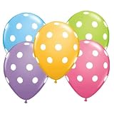 12 Polka Dot Balloons Bright Festive Colors Party Blue Green Pink and Lavender