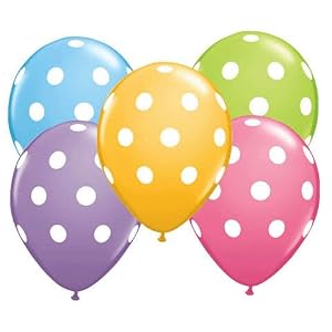 12 Polka Dot Balloons Bright Festive Colors Party Blue Green Pink and Lavender