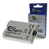 Ex-Pro® Canon BP-110, BP110 High Power Plus+ 2 Year Warranty Replacement Lithium Li-on Digital Camcorder Battery for Canon Vixia/Legria HF-R20, HF R20, HF-R21, HF R21, HF-R26, HF R26, HF-R28, HF R28, HF-R200, HF R200, HF-R206, HF R206 HD camcorders.