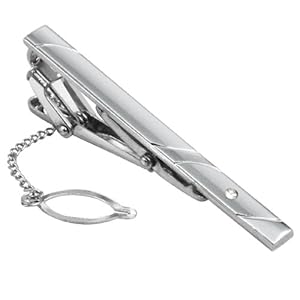 World Pride Men Necktie Tie Spring Loaded End Clip Clasp Bar Silver Tone Style E