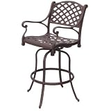 Darlee Nassau Cast Aluminum Swivel Bar Stool With Cushion
