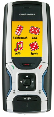 Childrens Toyshop  Spielwaren : Kandy Mobile Kinder Handy (MP3-Player, Schnellwahltasten, USB-Anschluss, Handy-Ortung) schwarz / silber ohne Branding