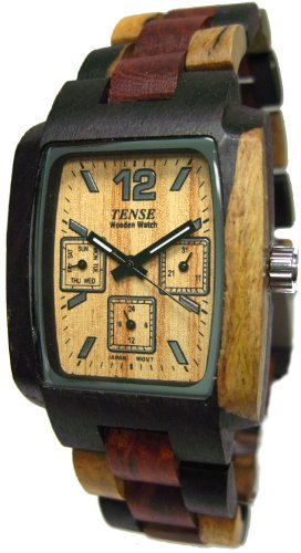 Tense Inlaid Natural Wood Sandalwood Watch 3 Multi-Eye Mens J8302IDM