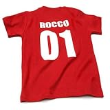 Personalised Baby/Kids T-shirt - Red Short Sleeve (Footy),18-24 months