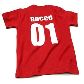 Personalised Baby/Kids T-shirt - Red Short Sleeve (Footy),18-24 months