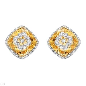 Earrings With 15.95ctw Precious Stones - Genuine Clean Diamonds and Citrines Well Made in 14K Two tone Gold. Total item weight 10.5g Length 18mm