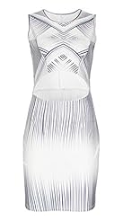Sleeveless Summer Polyester/Spandex Striped Print Keyhole Cutout  Dress