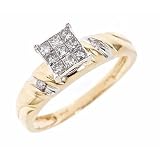 1/3 Carat T.W. Round, Princess Cut Diamond Women's Engagement Ring 14K Yellow Gold - Size 7