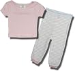 Calvin Klein Pale Pink Cotton w/striped bottom Pajama Set for Infants