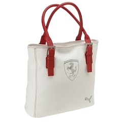 PUMA Handtasche Ferrari LS Shopper, white-rosso corsa, 38 x 37 x 13 cm