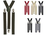 BRUBAKER Hosenträger Herren 3 Clip Modell 24 mm Breit in Uni - 6 aktuelle Farben auch SCHWARZ!