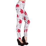 Sakkas Women's Red Rose Textured Footless Stretch Leggings