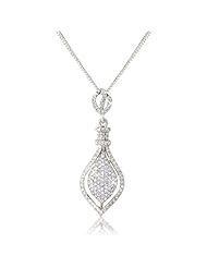 Xmas Present Drop Leaf Crystals Heart Pendant Necklace Silver Tone Gold Plated with White Swarovski Elements with Gift Box