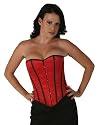Victorian Sexy Red Satin With Black Contrasting Steel Boning Overbust Tight Lacing Corset Girdle Training Lace Trim Dress LVG9029
