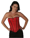SC80057 Shaper Corset Victorian Sexy Red Satin With Black Contrasting Steel Boning Overbust Tight Lacing Corset Girdle Training Lace Trim Dress