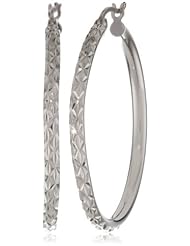Sterling Silver Illusion Facet Diamond-Cut Hoop Earrings (1.4" Diameter)