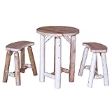 Lakeland Mills CF2723 Cedar Log Balcony Table with 2 Curved Benches