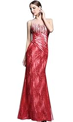 Polyester Cocktail Mesh Sequined Lace Evening Dress/Bridesmaid Dress/Wedding Party Dress/Maxi Dress 