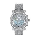 Aqua Master Mens Diamond Power Watch with One Row Diamond Bezel and 4-Link Full Diamond Bracelet,...