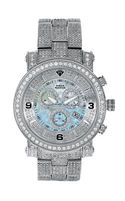 Aqua Master Men's Power One-Row Diamond Watch with Four-Link Full Diamond Bracelet, 11.60 ctw