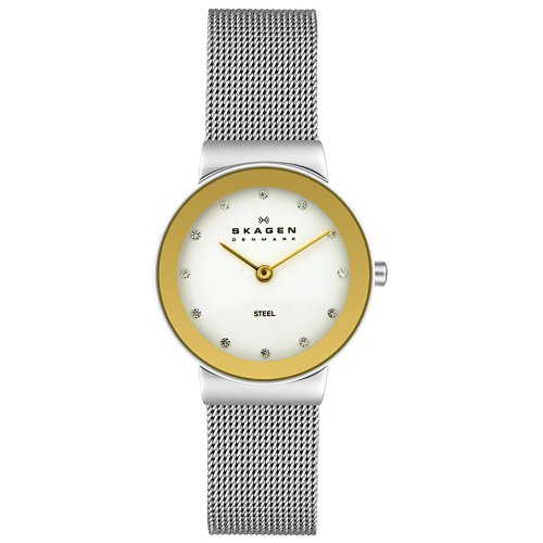 Skagen Women's 358SGSC Steel Collection Crystal Accented Mesh Stainless Steel White Dial Watch