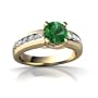 14K Yellow Gold Round Created Emerald Ring Size 8.5
